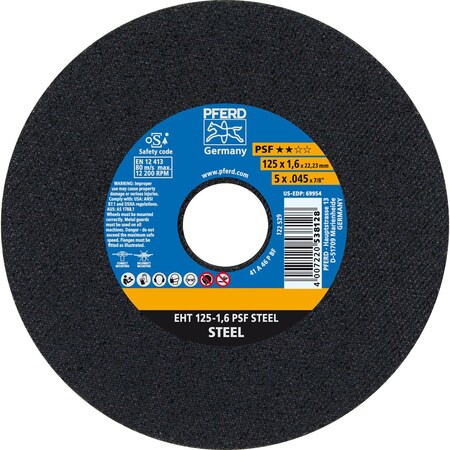 Pferd 5" x .045" Cut-Off Wheel, 7/8" A.H. PSF STEEL - Type 1 69954